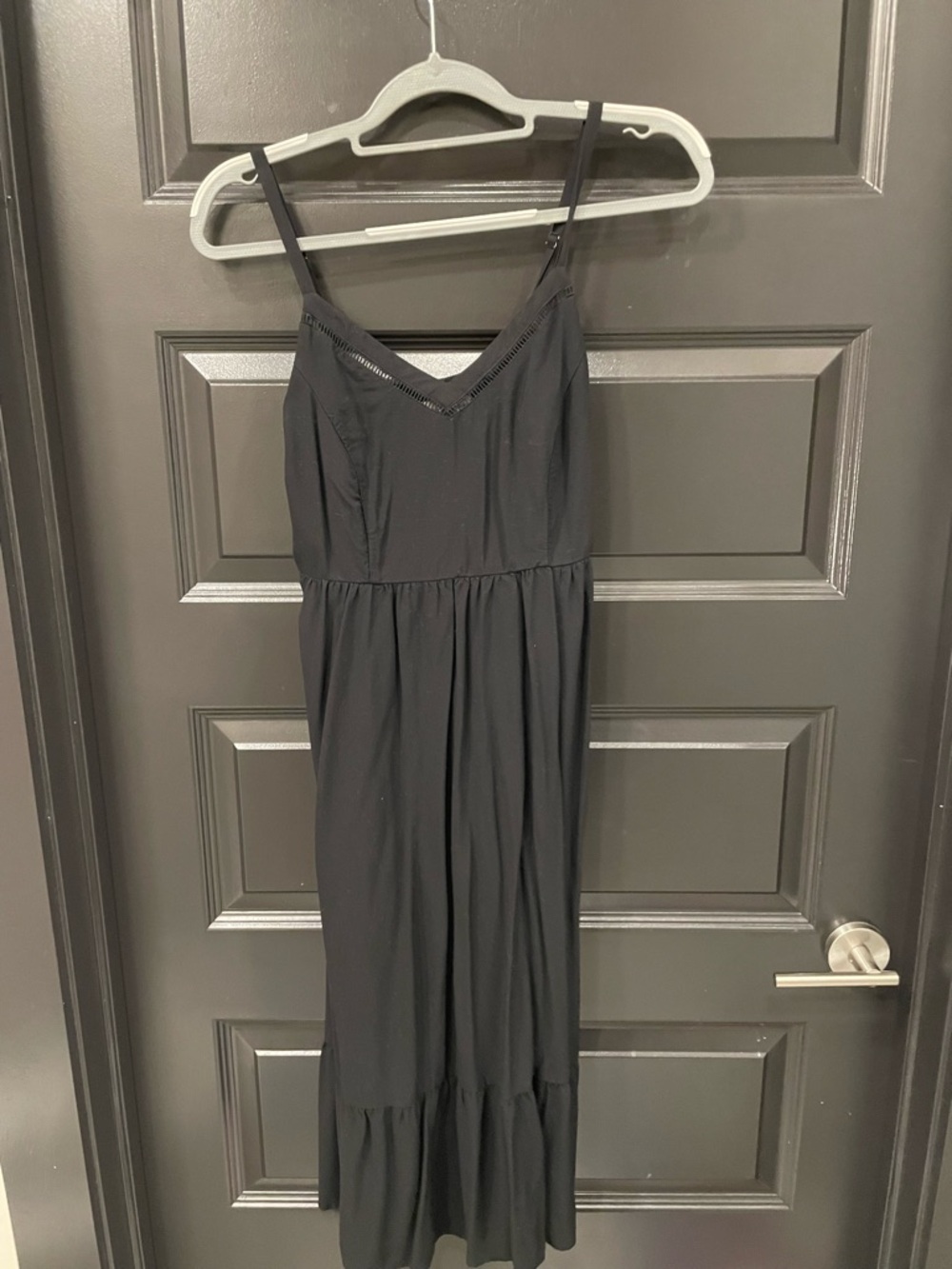 Black Spaghetti Strap Midi Dress